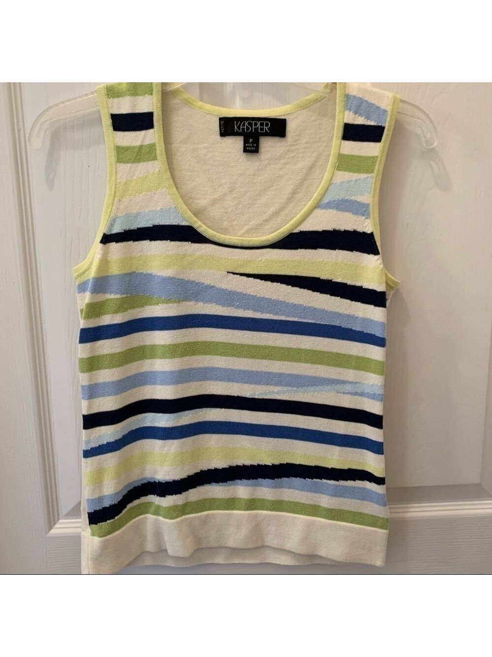 Striped cotton knit tank top spring summer pastel